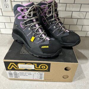 NIB Asolo Horizon 1 Gore-Tex Hiking Boots Women 9.5 Black/GunM/Orch Waterproof